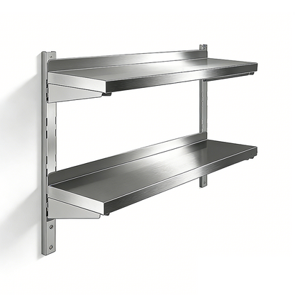 Adjustable Stainless Steel Wall Shelf with Track System & Safety Bumpers