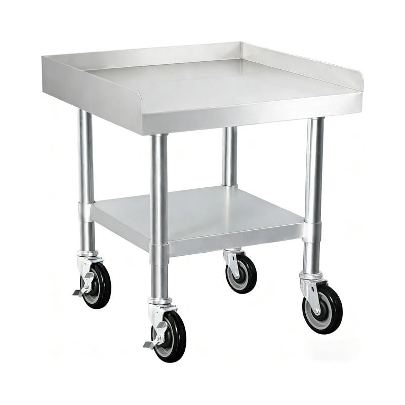 Mobile Stainless Steel Worktable with 3-Sided Backsplash