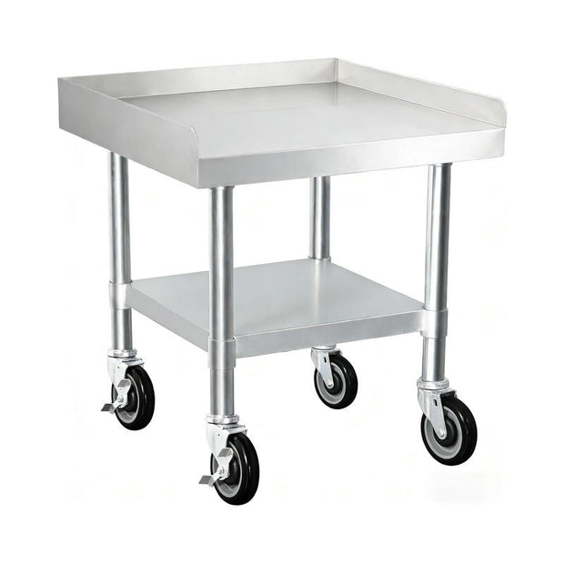 Mobile Stainless Steel Worktable with 3-Sided Backsplash
