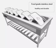 SUS201 SUS304 open base bain-marie table with custom voltage mechanical or digital control panel