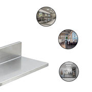 Wall-mounted shelf with folded front edge and backsplash