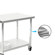 Mobile Stainless Steel 2-Tier Worktable with Custom Casters