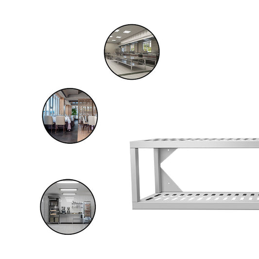 Stainless Steel Wall-Mounted Perforated Shelving | Heavy-Duty Storage Rack | 2-4 Tiers Customizable
