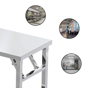 Foldable Stainless Steel Worktable with Tubular Undershelf