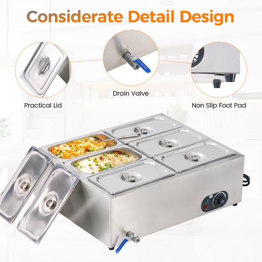 Custom Commercial Countertop Bain Marie Food Warmer