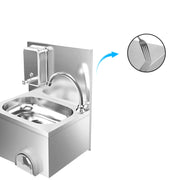 Commercial hand wash basin with faucet and knee push control