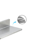 Two separate stainless steel wall shelves installed as tiers