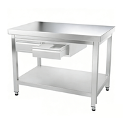 Stainless Steel Worktable with 3 Drawers & Multi-Tier Over-shelf