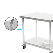 Mobile Stainless Steel 2-Tier Worktable with Custom Casters