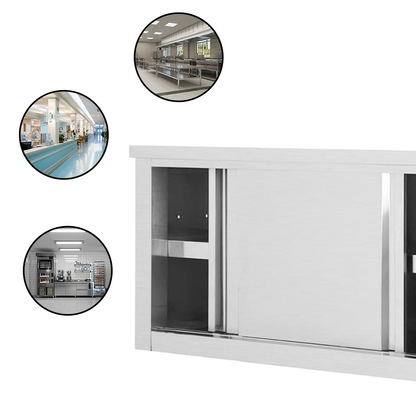 Customizable Stainless Steel Wall Cabinet | Sliding or Swing Doors | Optional LED & Glass Vision