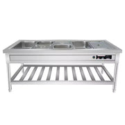 Commercial open base electric food warmer table with slatted grid undershelf option