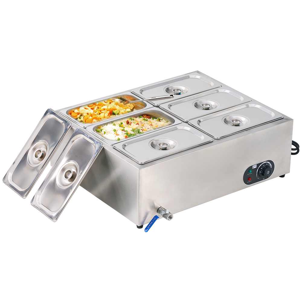 Commercial countertop electric Bain-Marie food warmer with GN pans for buffet and serving counters