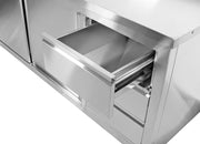 Enclosed Stainless Steel Prep Cabinet with Waste Bins & Drawers
