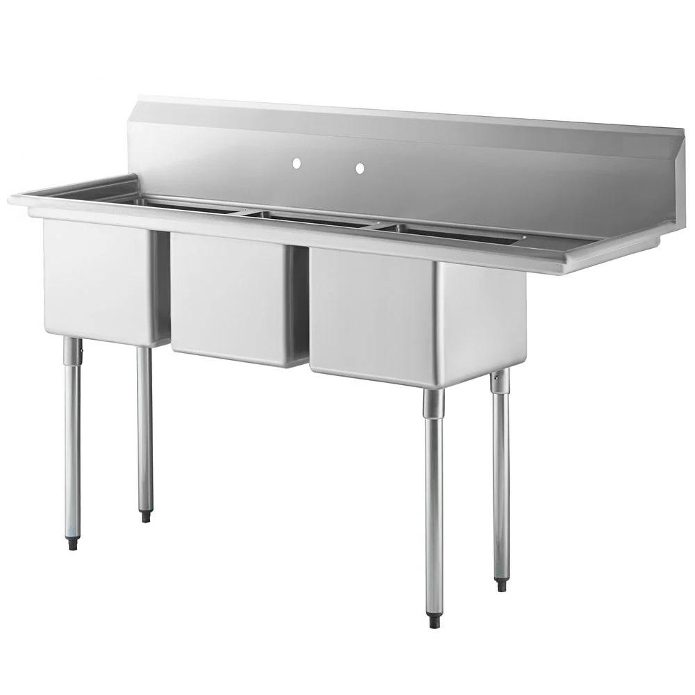 Custom Stainless Steel Compartment Sink with Full KD Design manufactured by SENFON