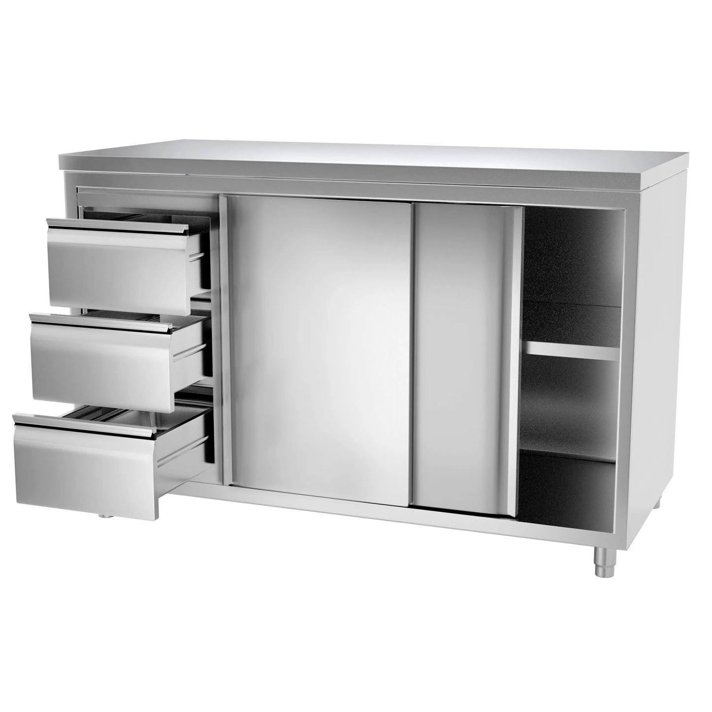 Premium Enclosed Stainless Steel Prep Cabinet with Integrated Waste Bins & Drawers