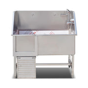 Professional Stainless Steel Pet Grooming Bathtub | Adjustable Electric Lift Option | Ergonomic Step Access