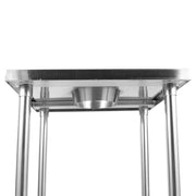 Commercial stainless steel scrap hole table with custom leg structure