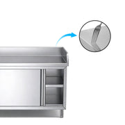 Knock-Down Stainless Steel Work Cabinet with 3-Sided Backsplash