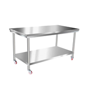 Mobile Stainless Steel 2-Tier Worktable with Custom Casters