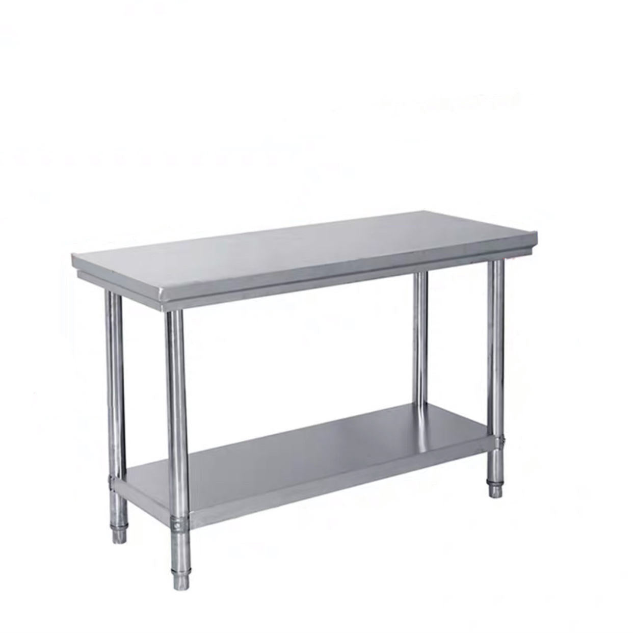 Customizable Stainless Steel 2-Tier Worktable | Full Knock-Down Design | Moisture-Proof Reinforced Structure