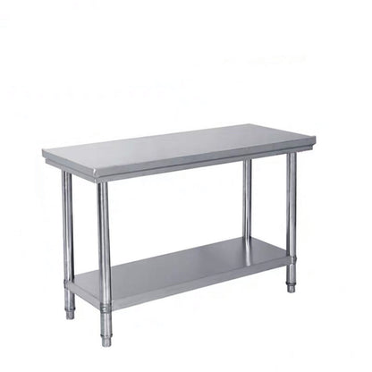 Customizable Stainless Steel 2-Tier Worktable | Full Knock-Down Design | Moisture-Proof Reinforced Structure