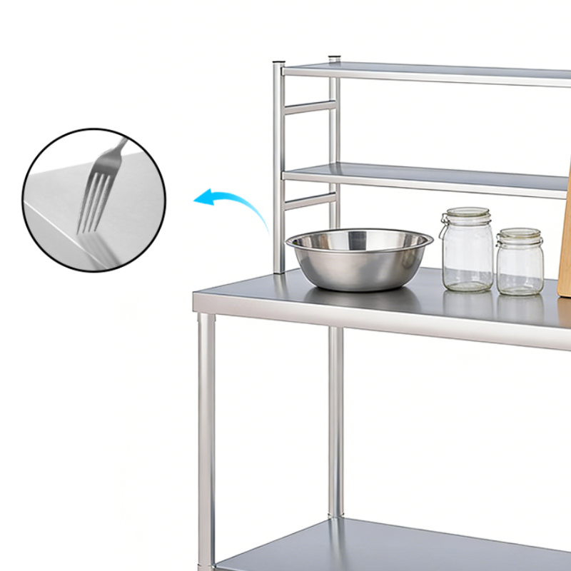 Customizable Stainless Steel Worktable with 2-Tier Over-shelf | Full Knock-Down Design | Space-Saving Station