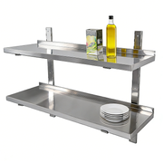 SENFON commercial double-tier stainless steel wall shelf with adjustable track system