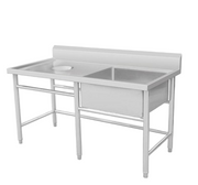 Commercial Soiled Dish Table with Scrap Chute & Sink Bowl (KD)