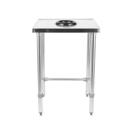 Commercial Stainless Steel Waste Collection Table with Integrated Scrap Hole