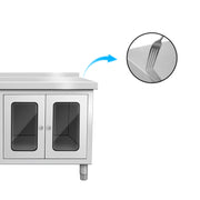 Stainless Steel Worktable Cabinet with Vision-Panel Doors