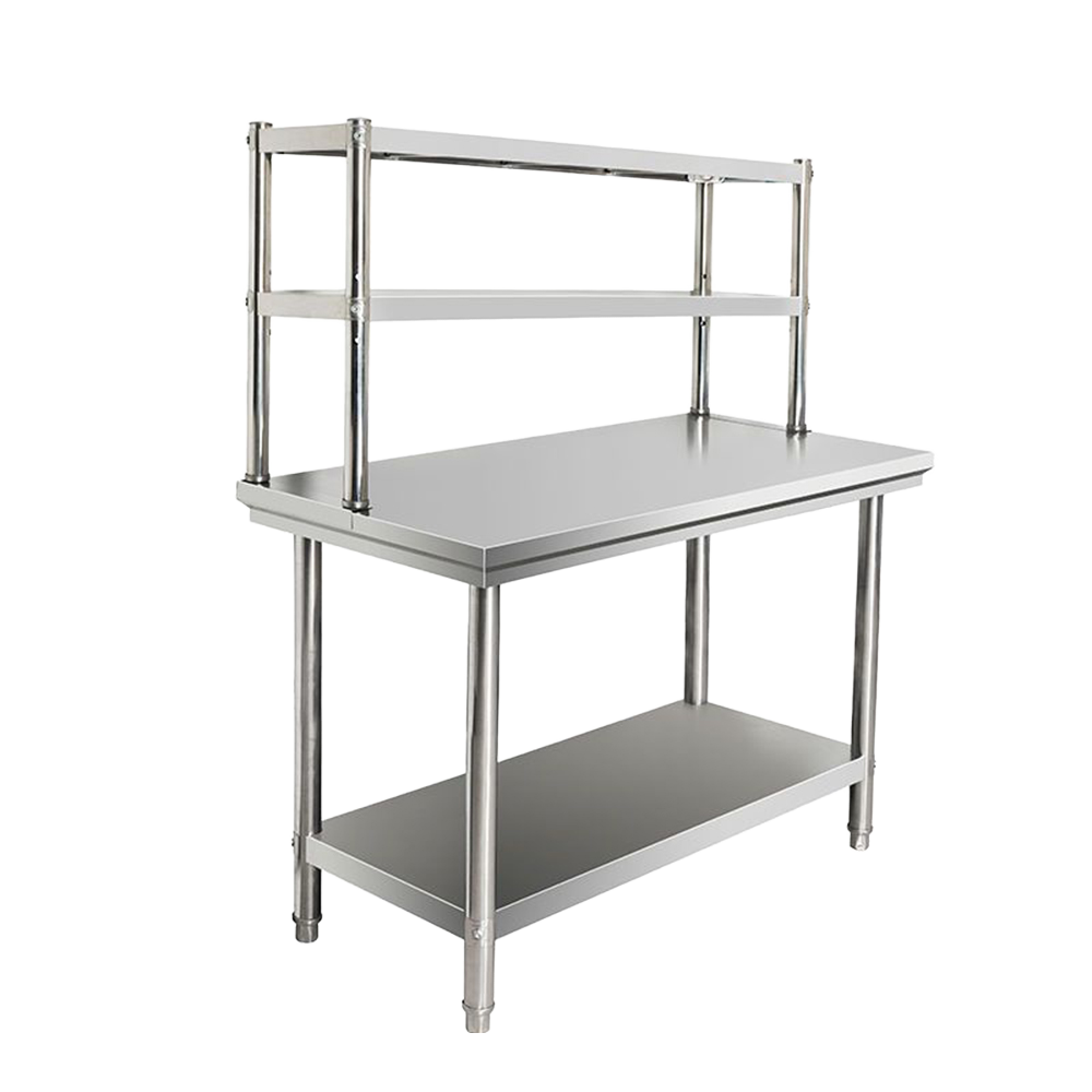 Customizable Stainless Steel Worktable with 2-Tier Over-shelf | Full Knock-Down Design | Space-Saving Station