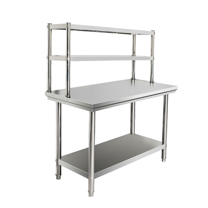 Customizable Stainless Steel Worktable with 2-Tier Over-shelf | Full Knock-Down Design | Space-Saving Station