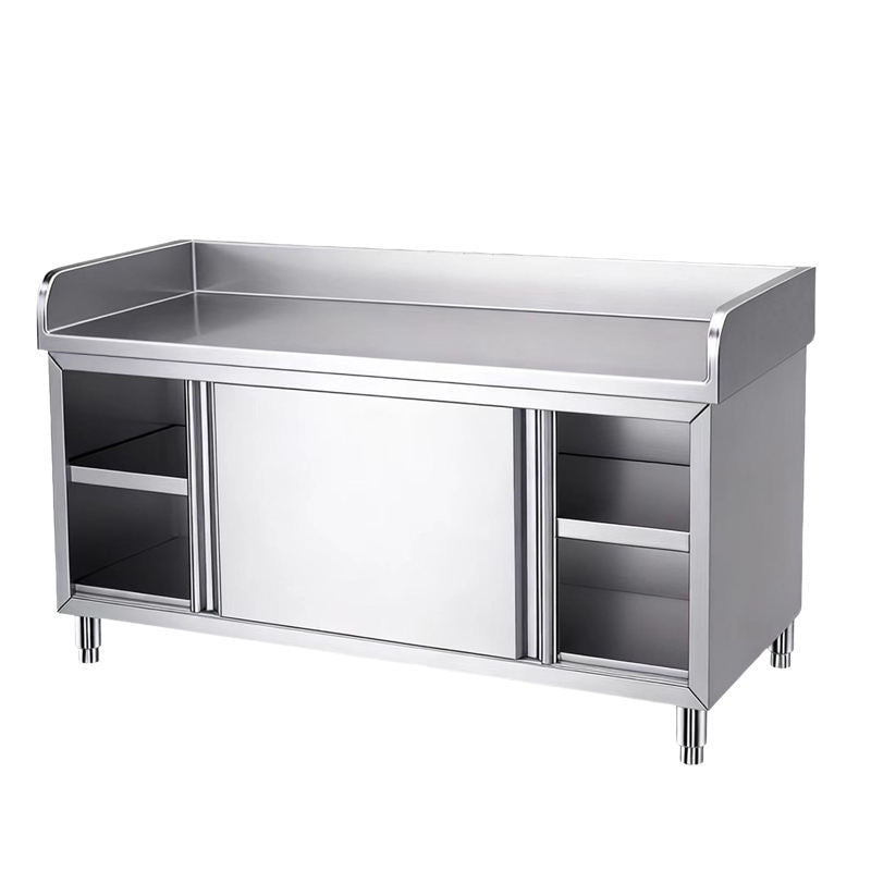 Knock-Down Stainless Steel Work Cabinet with 3-Sided Backsplash