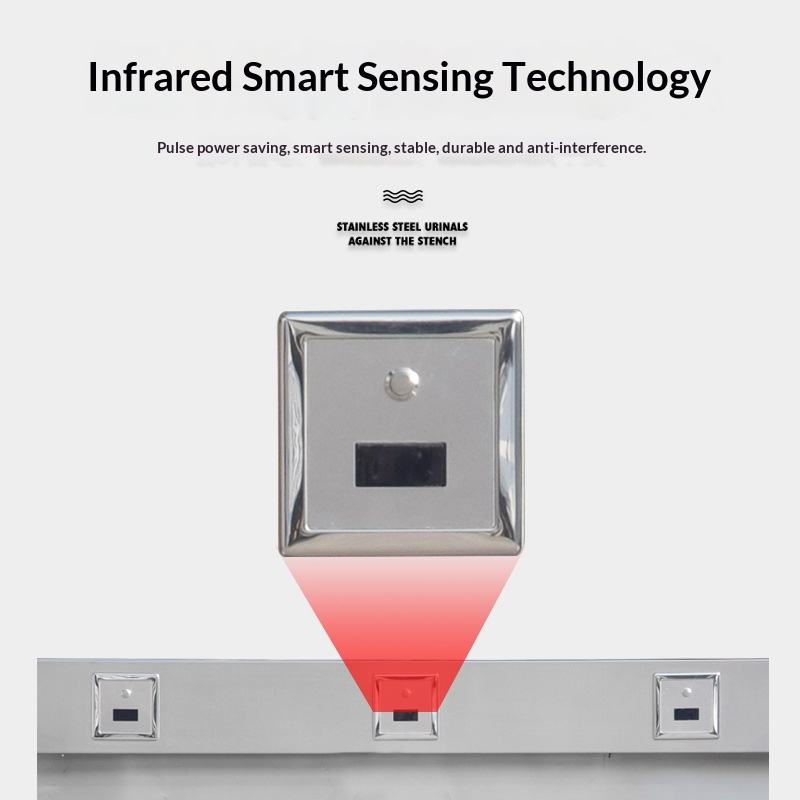 Wall-Mounted Stainless Steel Sensor Urinal | Automatic Intelligent Flushing System | SUS304
