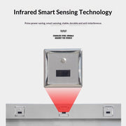 Infrared sensor flushing control for stainless steel trough urinal