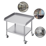 Mobile Stainless Steel Worktable with 3-Sided Backsplash