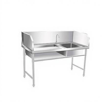 Professional Stainless Steel Fish Processing & Scaling Table | Customizable Layouts | Heavy-Duty Workstation