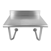 Commercial utility shelf with two wall-mounted tube supports