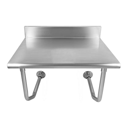 Commercial Wall-Mounted Stainless Steel Shelf with Backsplash and Tubular Supports