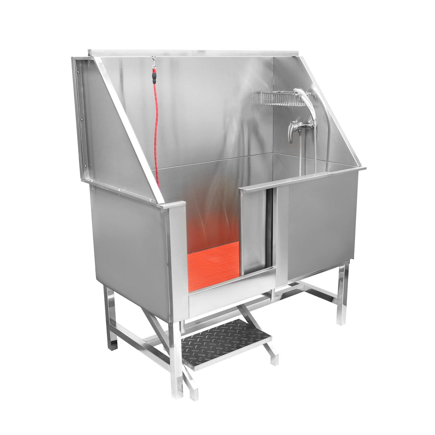 Professional Stainless Steel Pet Grooming Bathtub | Adjustable Electric Lift Option | Ergonomic Step Access