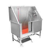 Professional Stainless Steel Pet Grooming Bathtub | Adjustable Electric Lift Option | Ergonomic Step Access