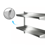 Custom double-deck stainless steel wall-hanging shelf with adjustable height