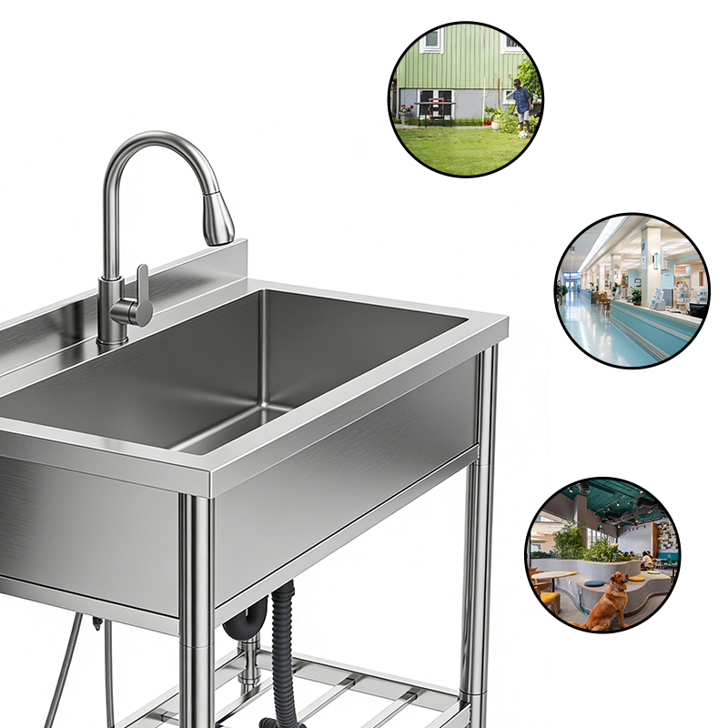 Commercial Stainless Steel Prep Sink with Customizable Under-shelf