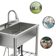 Commercial Stainless Steel Prep Sink with Custom Undershelf dimensions and structure reference
