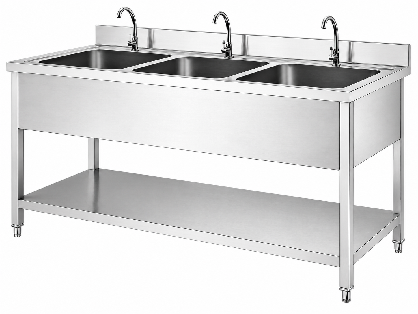 Custom commercial sink table with single double or triple bowl options