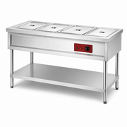 CE-certified stainless steel electric bain-marie table with water bath heating and drain valve