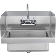 Stainless steel commercial sink with dual-handle faucet for industrial kitchens
