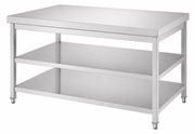 SENFON commercial stainless steel 3-tier worktable with square legs and two undershelves