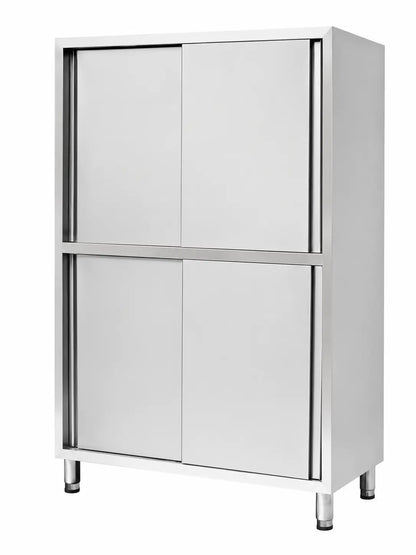 Custom stainless steel 4-door dish cabinet with glass, solid or perforated door options