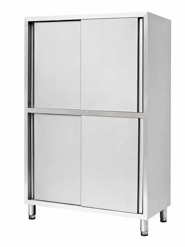 Custom stainless steel 4-door dish cabinet with glass, solid or perforated door options
